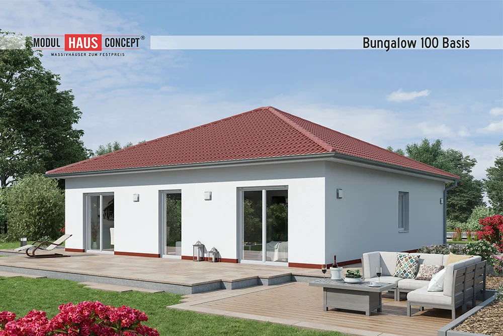 Modul Hausconcept GmbH - Bungalow 100 Hauptversion Garten