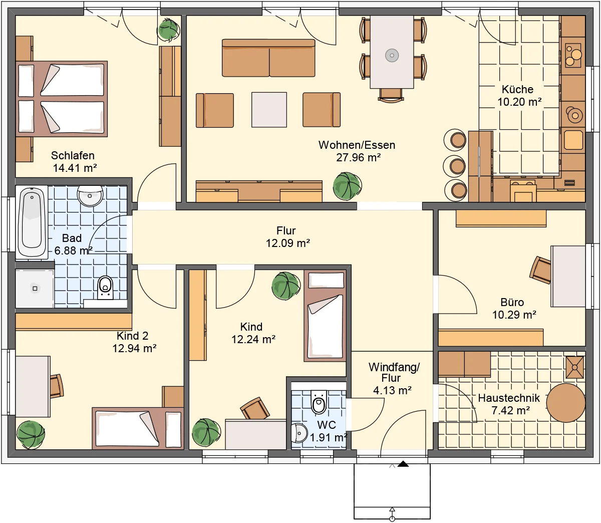 Modul Hausconcept GmbH - Bungalow 120 Grundriss