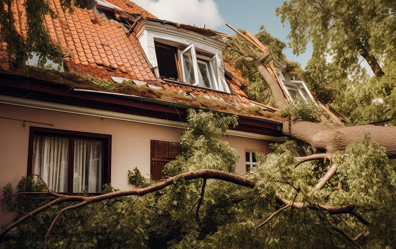 Bauleistungsversicherung, Haus, Baum, Schaden, Dach