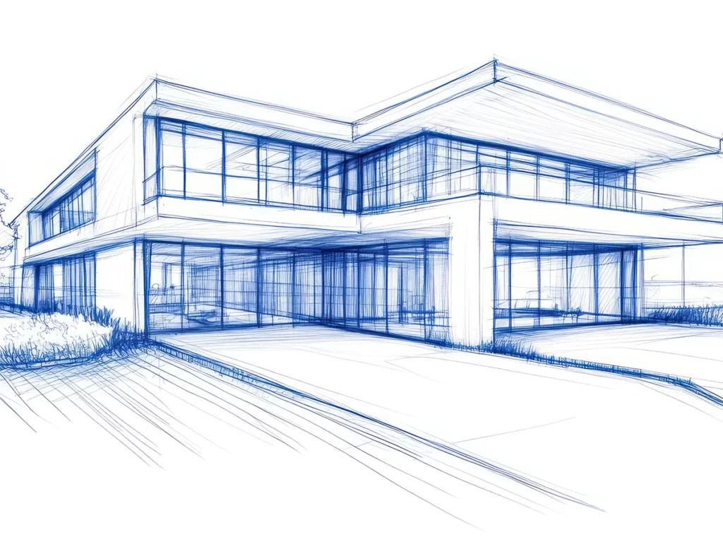 Architektur, Zeichnung, Haus